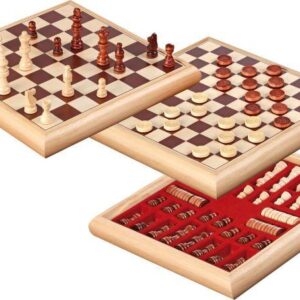 Schach-Dame-Set Holzbox 32x32cm